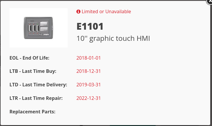 Beijer E1101 Product Life Cycle